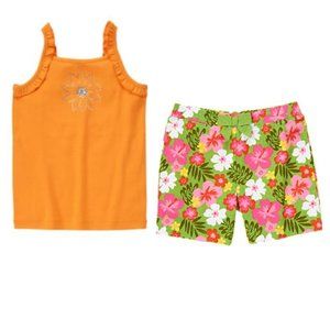NWT 2 Pc. "Wild For Zebra" Gem Flower Tank & Tropical Floral Shorts